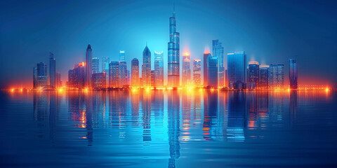Fototapeta premium Modern skyscrapers of a smart city, architectural background