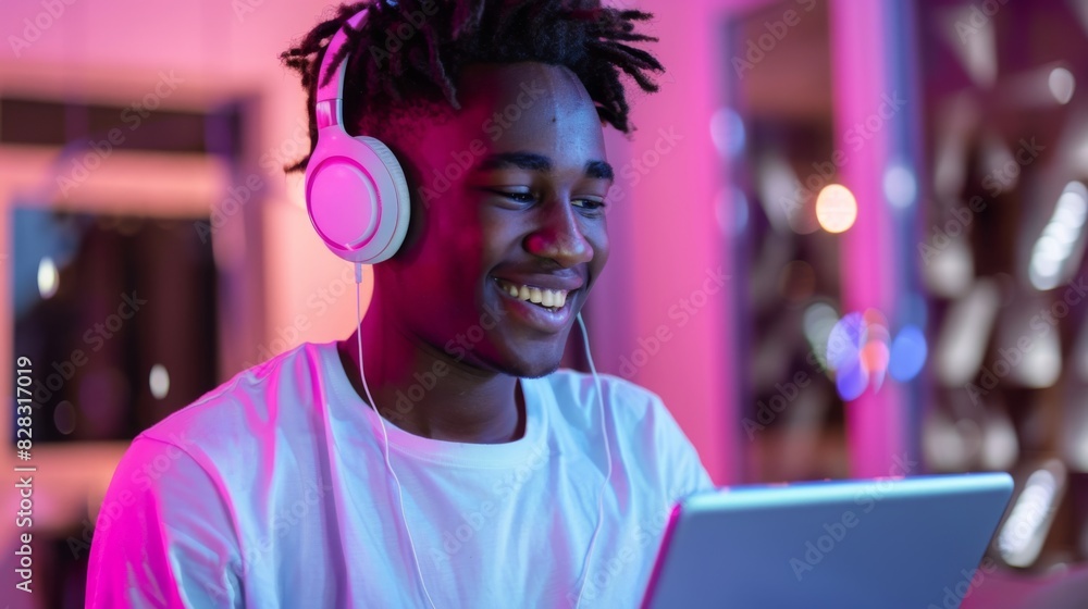 Canvas Prints the teenager enjoying music