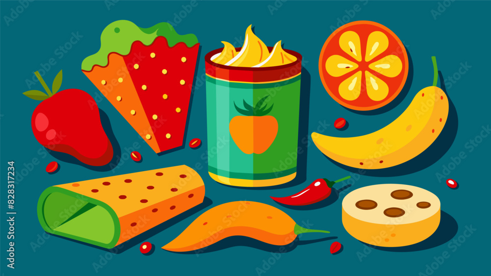 Poster an assortment of snacks with a kick like fiery chili lime pringles and zesty jalapeño cornbread crac