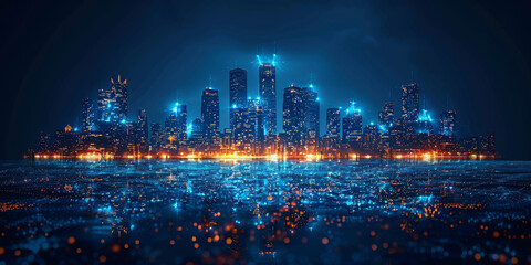 Modern skyscrapers of a smart city, architectural background