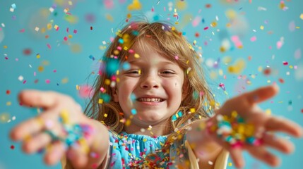 The smiling child with confetti