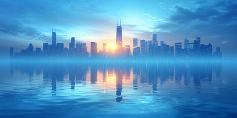 Fototapeta premium Modern skyscrapers of a smart city, architectural background