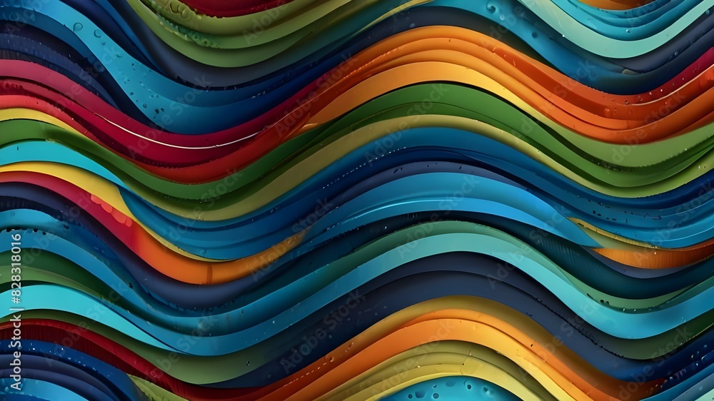 Poster wavy lines water seamless pattern vector, 3d dimensional endless background wallpaper design image, 