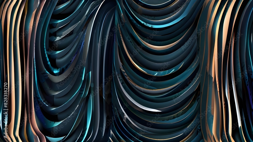 Poster wavy lines water seamless pattern vector, 3d dimensional endless background wallpaper design image, 