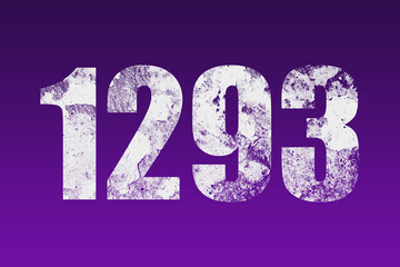 flat white grunge number of 1293 on purple background.	