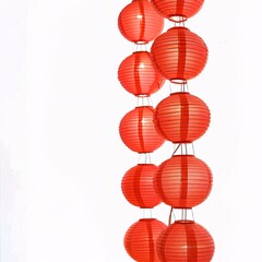 "Vibrant Red Chinese Lanterns Cluster Hanging Decor"