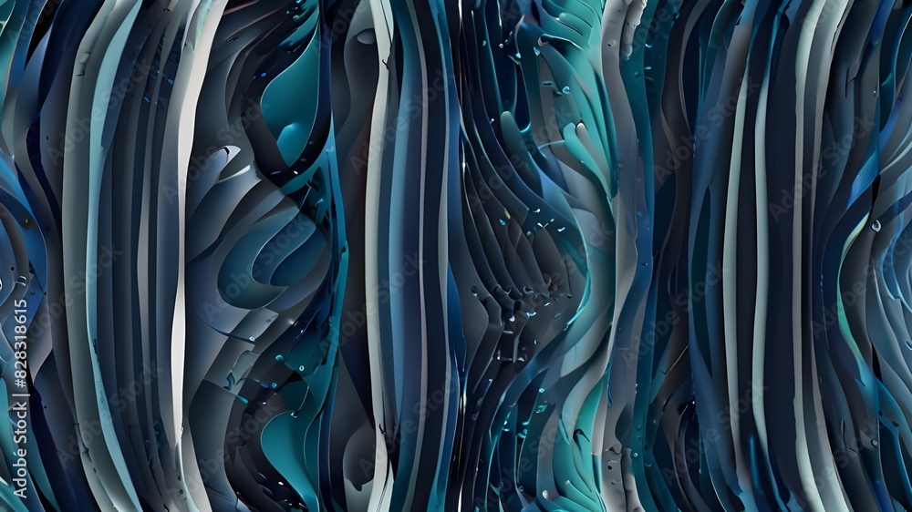 Poster wavy lines water seamless pattern vector, 3d dimensional endless background wallpaper design image, 