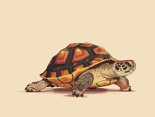 Illustration of a colorful turtle with a distinctive shell pattern, showcasing wildlife in art. Perfect for nature and animal art enthusiasts.
