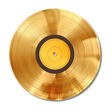 A gold record placed on a white background