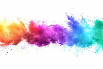 Bright colorful horizontal rainbow powder splash abstract vector illustration on white background
