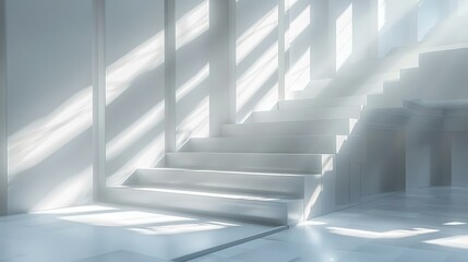 Minimalist White Architectural Staircase with Sunlight