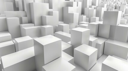 Abstract Geometric 3D White Cube Box Background