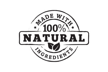 Made with 100% natural ingredients. Logo design Vector illustration