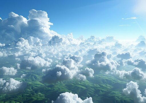 Green rolling hills and white clouds