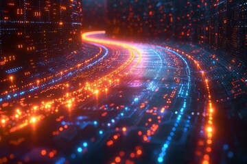 Fototapeta premium Visualizing Binary Data Flow in Cyberspace
