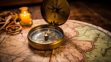 Vintage Compass and World Map: Embark on a Cartographical Adventure