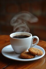 Fototapeta premium Delicious Coffee and Cookies on a Rustic Wooden Table