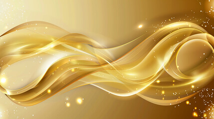 golden waves on a gold background with stars and sparkles