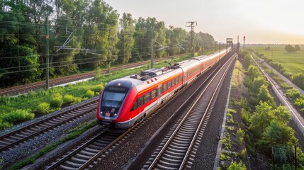 Obraz premium Rail transport offers a sustainable and efficient alternative for both commuters and freight, reducing congestion and emissions