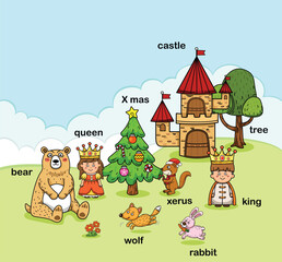 education vocabulary cartoon outline vector illustration