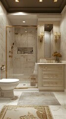 Gold and marble bathroom