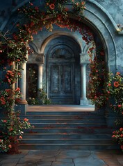 Fototapeta premium Archway of red roses