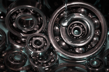 Obraz premium Ball bearing. Motor oil. Lubricating oil.
