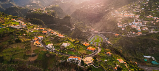 Aerial view  in Guindaste viewpoint in Faial, Madeira, Portugal
