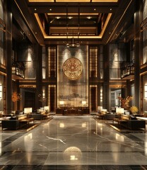 Lavish Hotel Lobby with Luxurious Design and Amenities