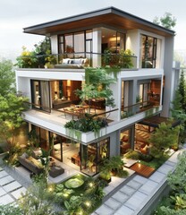 Modern Green House with a Comfortable and Eco-Friendly Exterior