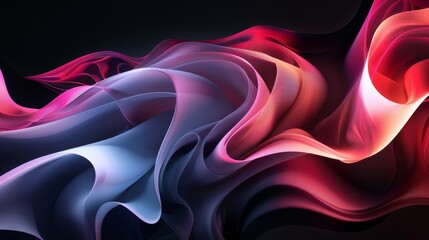 Obraz premium A detailed abstract background with organic shapes rendered in gradient colors. The soft shadows and black background enhance the visual contrast and depth, resulting in a captivating and modern look.