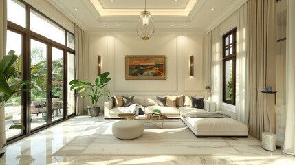 Fototapeta premium Scandinavian Minimalist Living Room Design