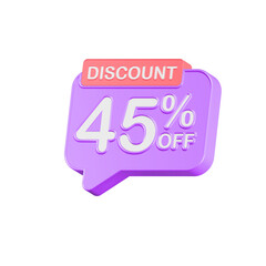 discount 45 percent promotion sign 3d style