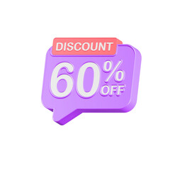 discount 60 percent promotion sign 3d style