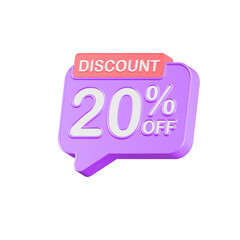 discount 20 percent promotion sign 3d style