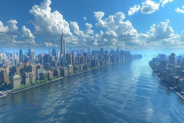 Manhattan Skyline at Dusk from Across the East River