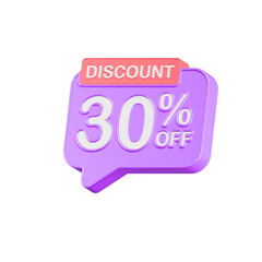 discount 30 percent promotion sign 3d style