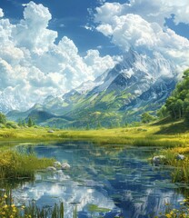 Picturesque Mountains and Serene Lake