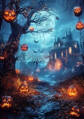 Obraz premium Halloween Pumpkin House