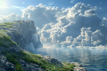 Green plants on the cliff
