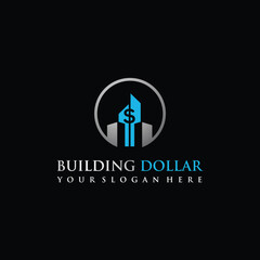 Building Dollar Logo Template. Vector Illustrator