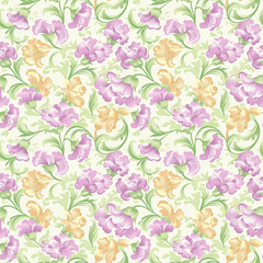 Floral variety color, form natural, seamless fabric pattern.