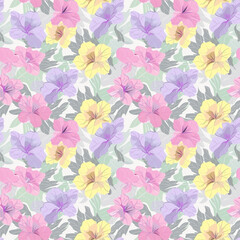 Floral variety color, form natural, seamless fabric pattern.