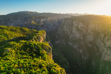  Vikos Gorge from the Oxya Viewpoint in the  national park  in Vikos-Aoos in zagori, northern Greece. Nature landscape