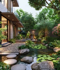 Naklejka premium The perfect blend of nature and modern architecture