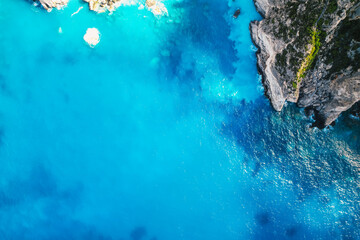 Plakaki beach on Zakynthos island or Zante Island, Greece. Beautiful views of azure sea water and...