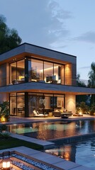 Fototapeta premium Modern house with swimming pool