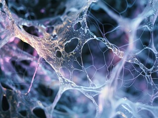 Collagen molecules reveal a spider web-like structure.