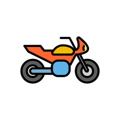 motorbike, colored line icon, isolated background
