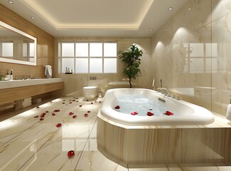 Modern Minimalist Bathroom with Bathtub and Window